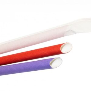 Pailles Droites en Carton Diam 12 h 200 mm Bubble Tea - 100 pailles couleurs assorties - PAIBBTP